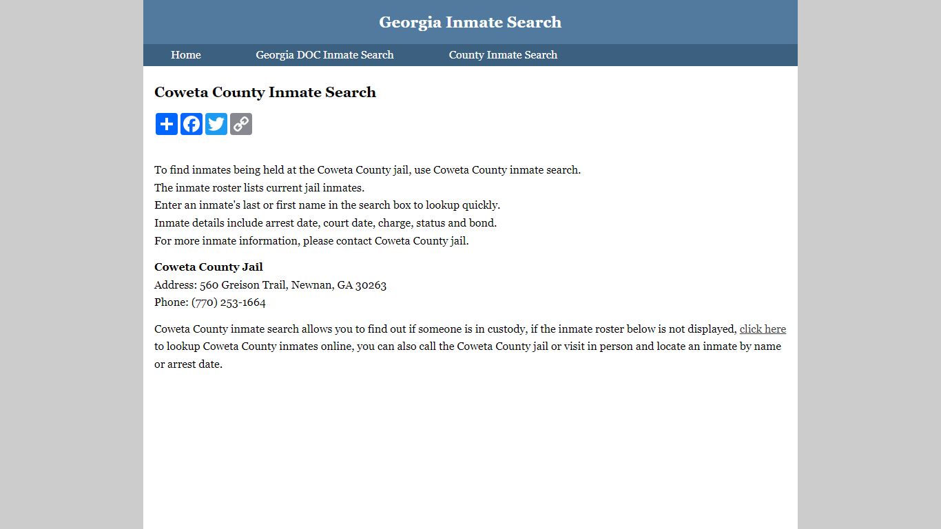 Coweta County Inmate Search