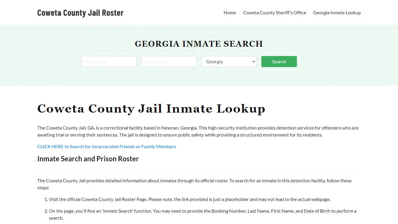Coweta County Jail Roster Lookup, GA, Inmate Search